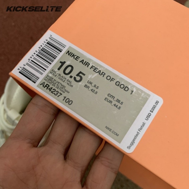 Nike Air Fear Of God 1 Sail Black Men's