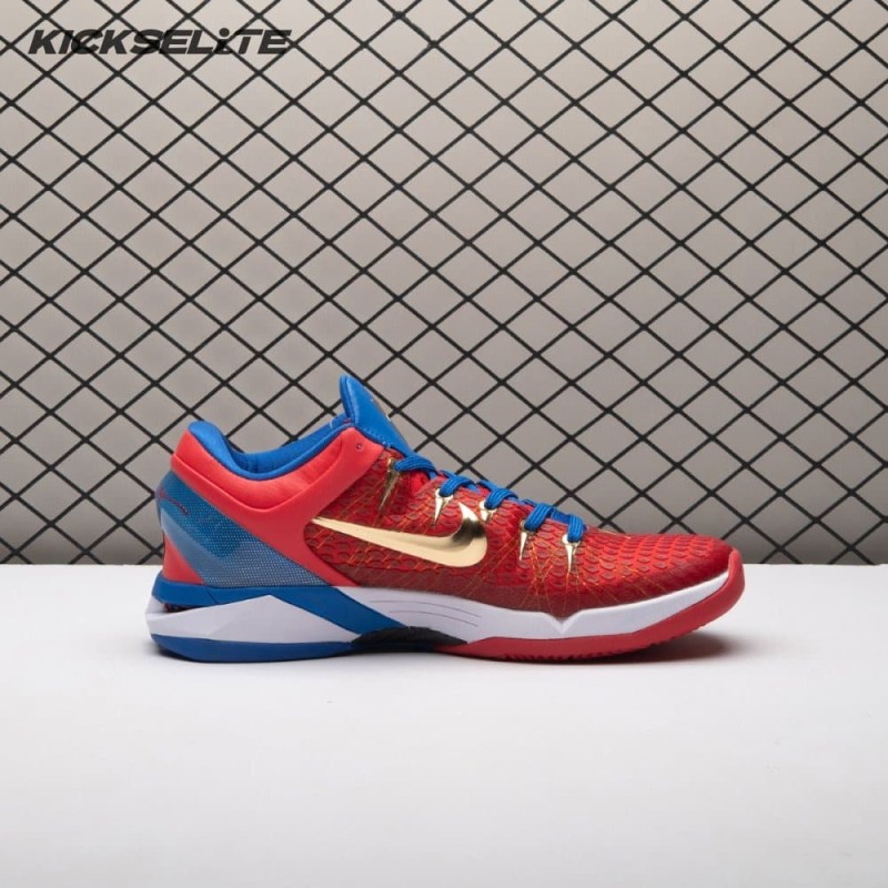 Nike Zoom Kobe 7 RLX Red Blue Metallic Gold 488371-406 Men's