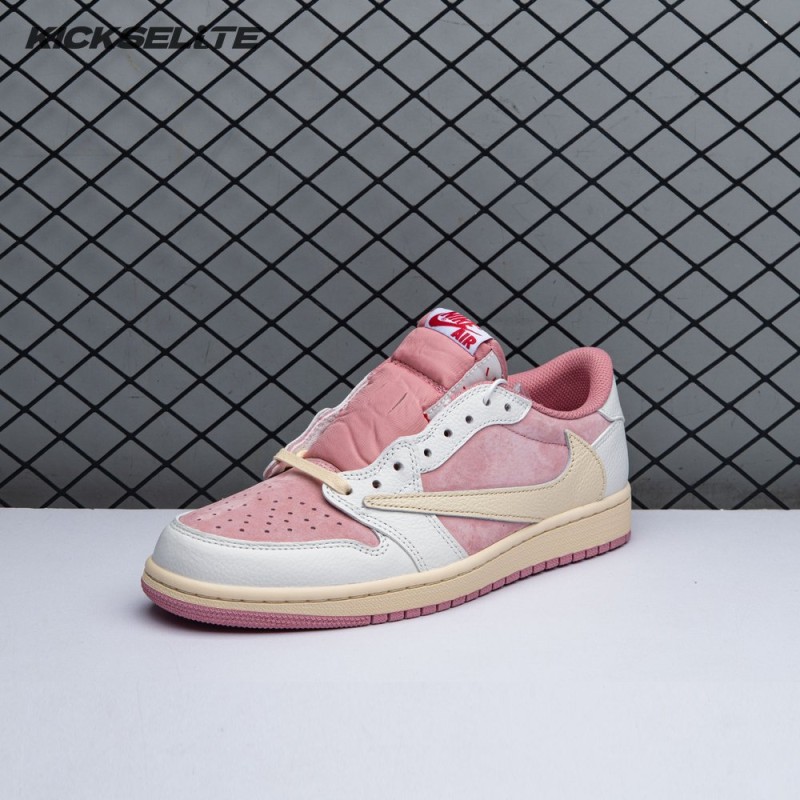 Travis Scott x Air Jordan 1 Low OG Pink Beige Red DM7866-600 Unisex