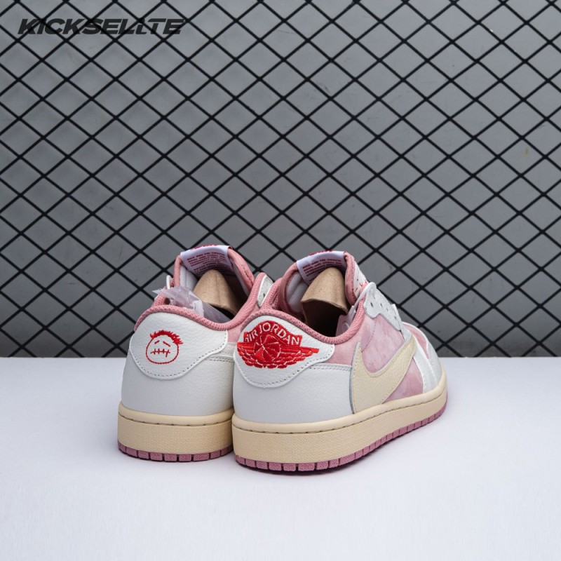 Travis Scott x Air Jordan 1 Low OG Pink Beige Red DM7866-600 Unisex